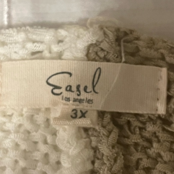 Easel Cream, Tan & Gray Colorblock Oversized Knit Sweater, size 3X - Picture 9 of 10
